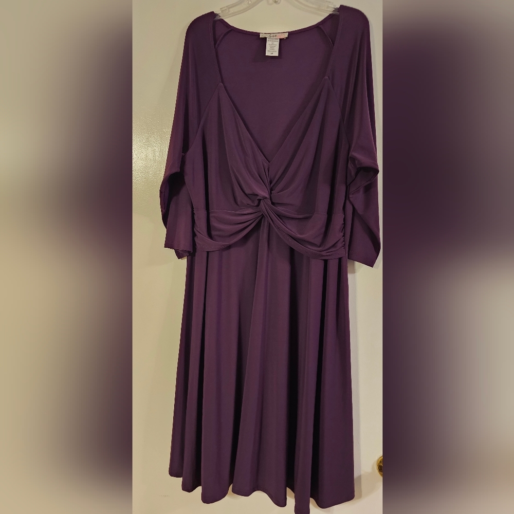 Love Squared Trendy Plus Size Knotted Fit & Flared Dress - 2X purple